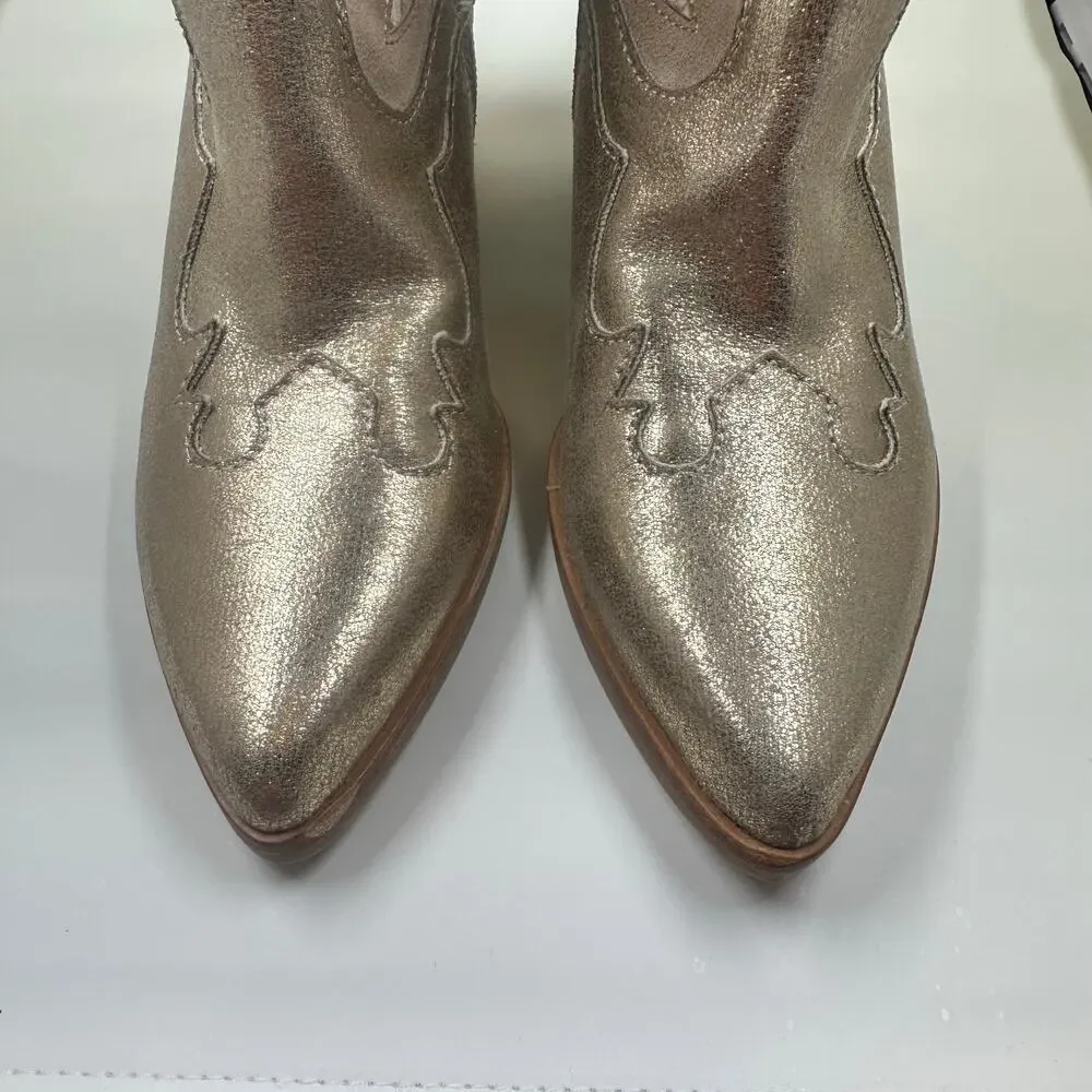 Dolce Vita Lunar Cowboy Boot – Size 6.5 – Gold Metallic Snake Print – NWOB - Picture 9 of 12